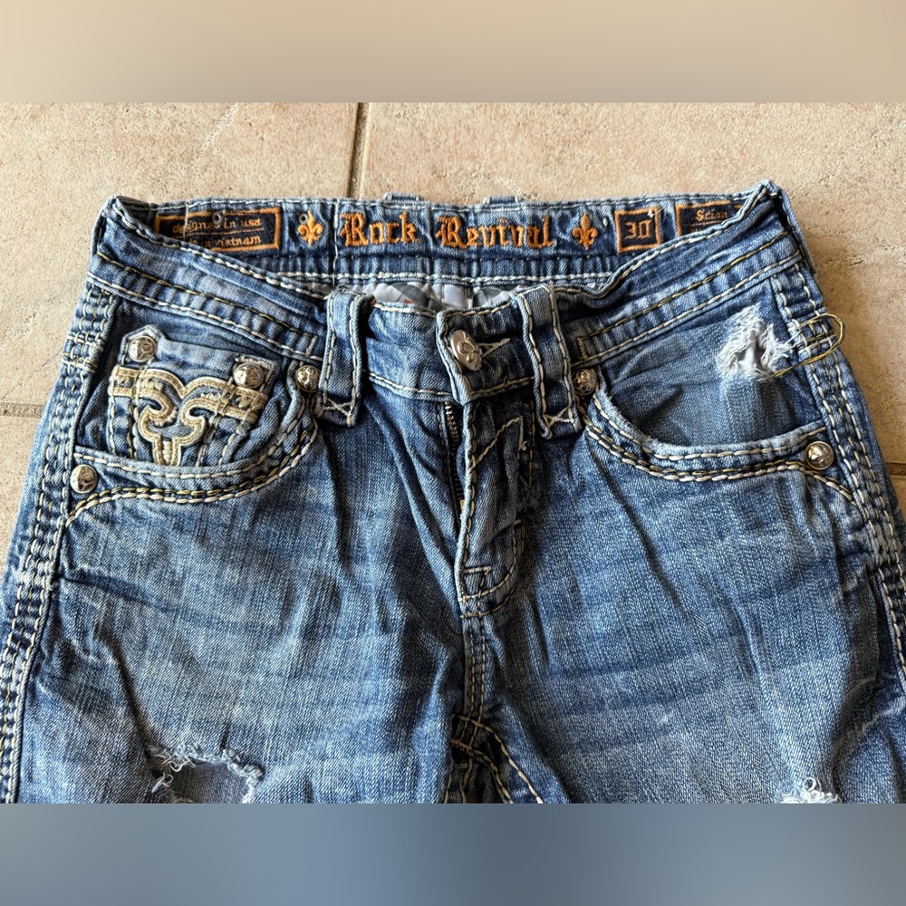 Rock Revival Blue Denim with Orange Accents